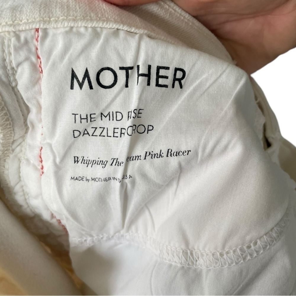 MOTHER The Mid Rise 28 Dazzler Crop in Whipping The Cream Pink Racer - Picture 10 of 10